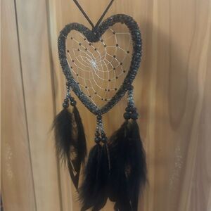 Elegant Black Heart Dreamcatcher Wall Art